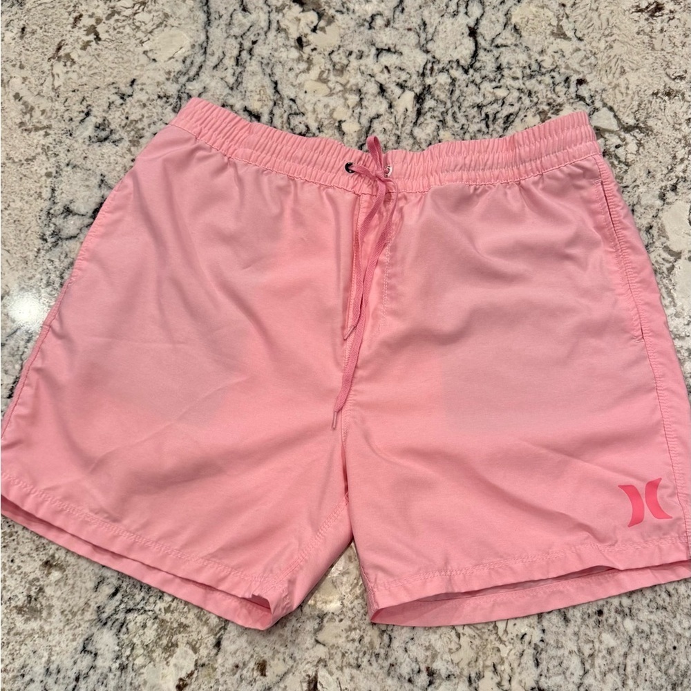 Hurley Pink Swim Trunks XL | Elastic Waist Board Shorts - Picture 2 of 7